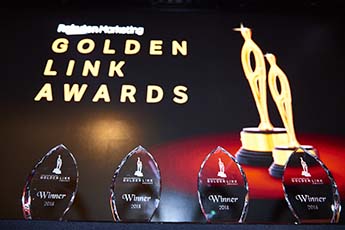 The Golden Link Awards APAC trophies from 2018